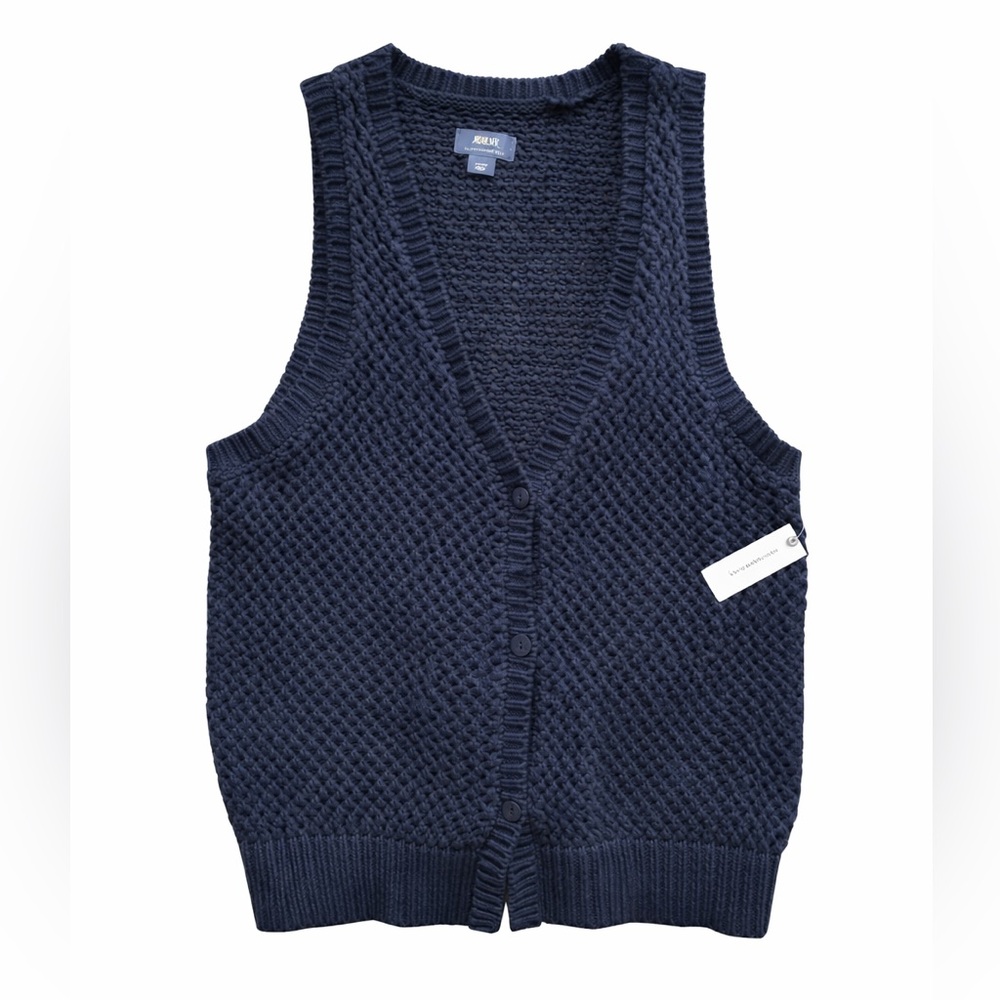 Anthropologie Deep Blue V-Neck Sweater Vest Size Large